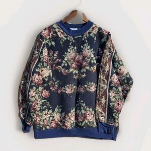 VTG Sugar Street Weavers Tapestry Jacket Sweater Floral Cottagecore 90s One Size